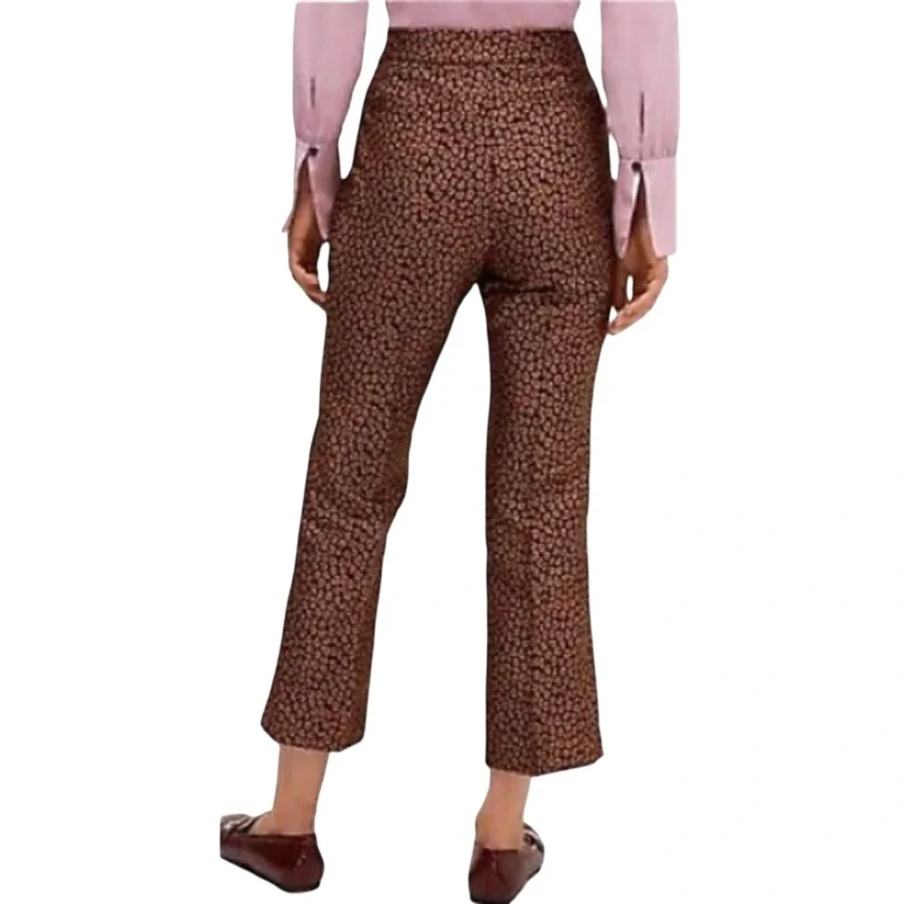 Kate‎ Spade Size 8 Flora Leopard Jacquard Crop Trouser Pants